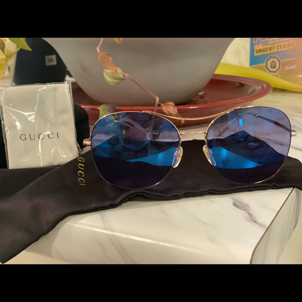 Original Gucci 59mm round modified sun glasses.